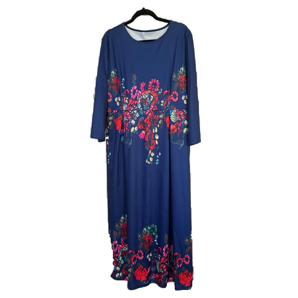 Vintage Floral Maxi Dress With Pockets Size XL